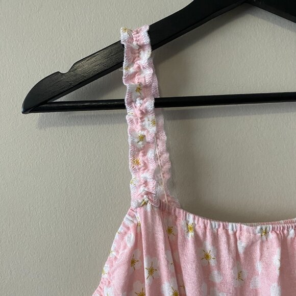 Handmade Plus Size Cotton Pink Cream Floral Elastic Straps Patch Pockets Dress - Picture 8 of 11